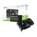كرت شاشة PNY GeForce RTX 5060 بسعة 8GB GDDR7، مكسور السرعة، بتبريد ثنائي المراوح - أسود