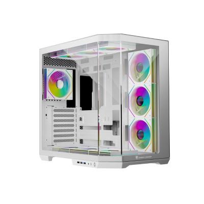 Jungle Leopard AS-01T ميد تاور ATX كيسة ألعاب (4 Pre-Installed ARGB Fans) – أبيض