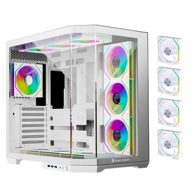 Jungle Leopard AS-01T ميد تاور ATX كيسة ألعاب (4 Pre-Installed ARGB Fans) – أبيض