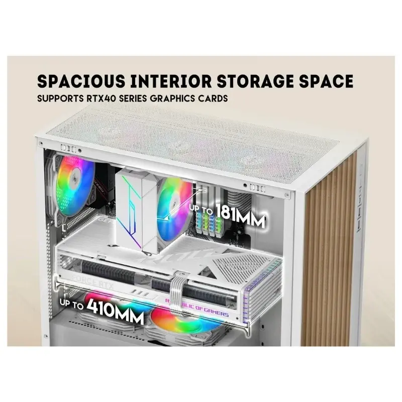 SAMA V-Nature SV-05 ميد تاور ATX كيسة ألعاب BTF Back Plug لوحة أم (4 Pre-Installed ARGB Fans) – أبيض